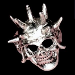Spiked Silver Heavy Metal Skull Ring Unisex Mens Gothic Badass Biker Spikes 10.5
